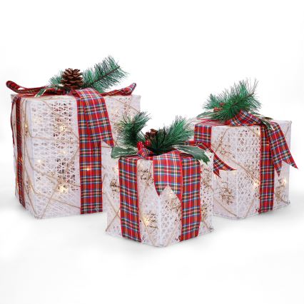 Set 3x LED regalo di Natale 48xLED/3,6W/230V IP44 bianco caldo