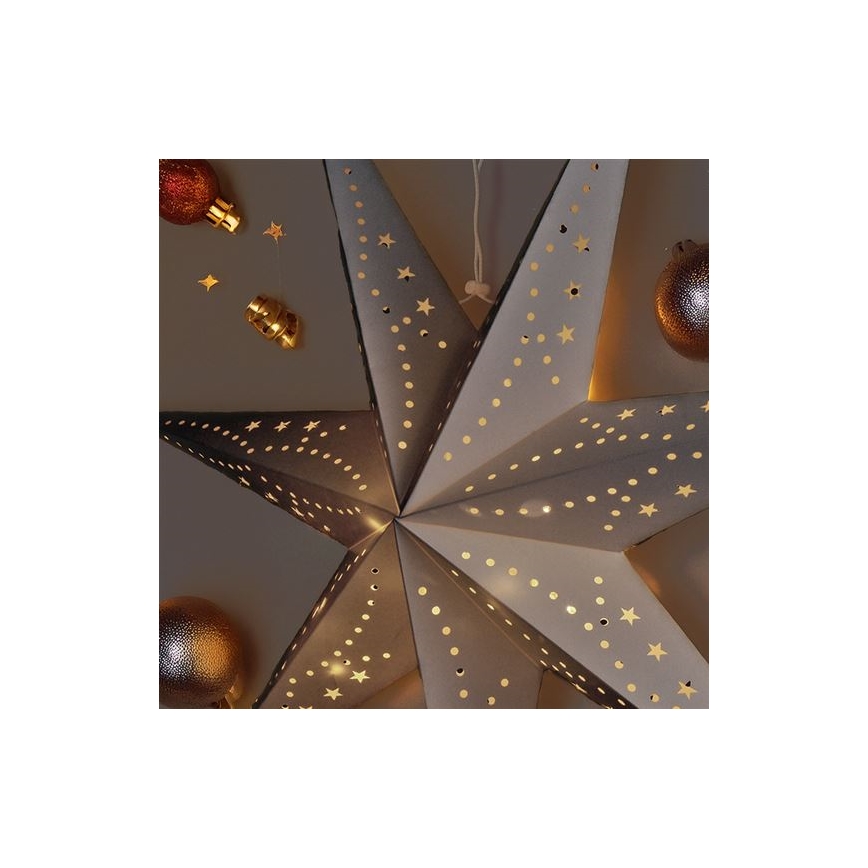 Decorazione natalizia LED 20xLED/2xAA, stella argentata, luce bianco caldo
