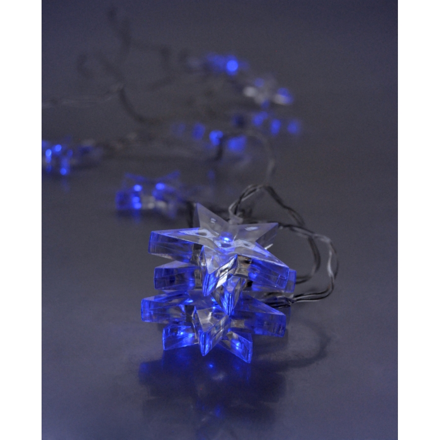 Catena natalizia LED 10xLED/2xAA 1,5m stelle luce blu