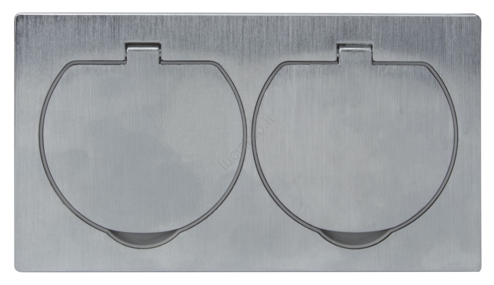 DELPHI Presa Da Incasso Doppia Con Telaio, Argento, 230V/16A, Protezione Contatti, Ideale Per Elettricisti