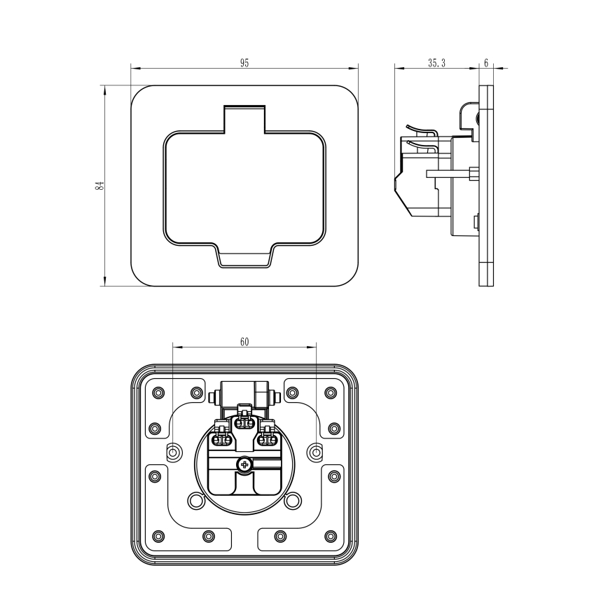 Presa a pavimento da incasso per esterni IP55 angolare