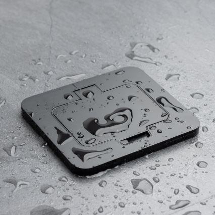 Presa a pavimento da incasso per esterno IP55 nero rettangolare