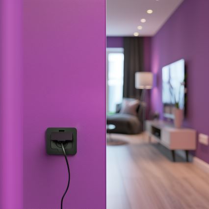 Presa a pavimento da incasso per esterno IP55 nero rettangolare
