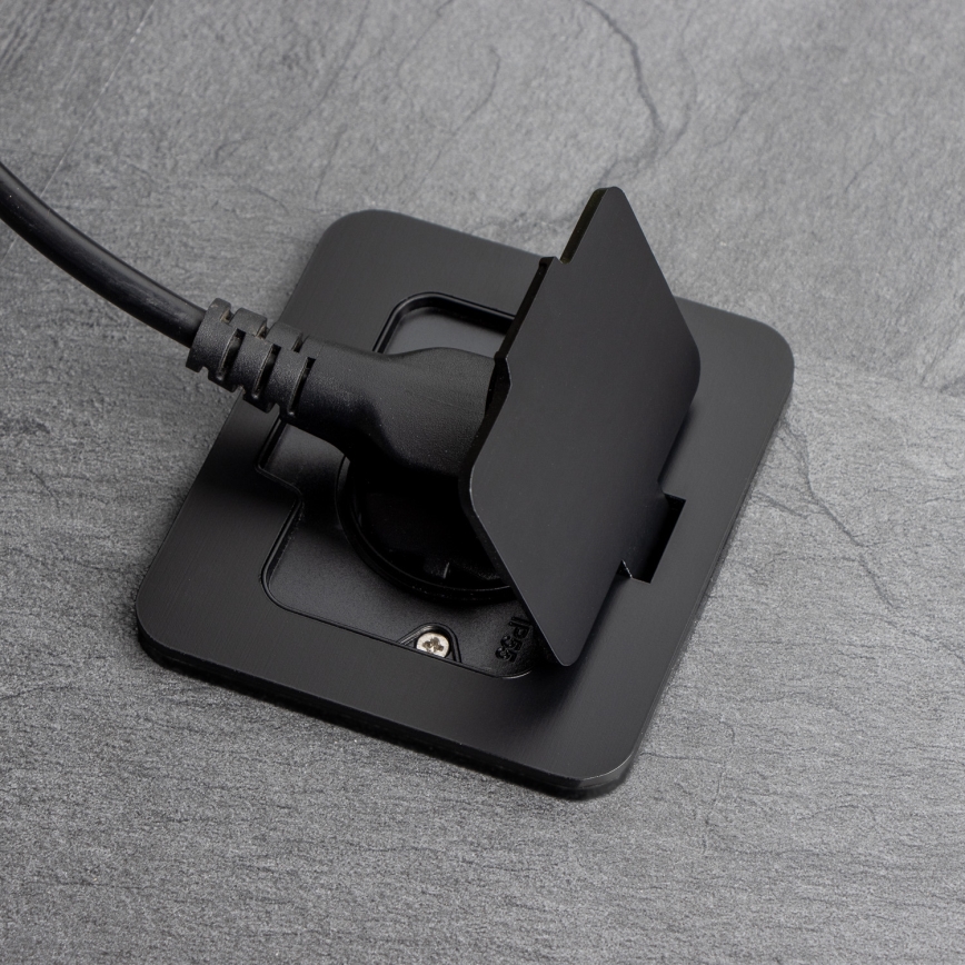 Presa a pavimento da incasso per esterno IP55 nero rettangolare