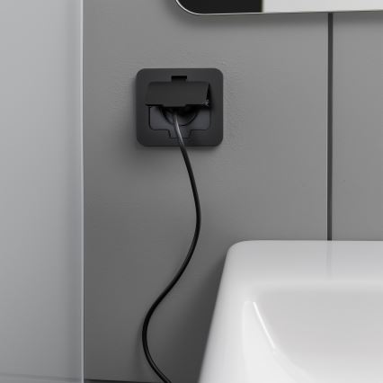 Presa a pavimento da incasso per esterno IP55 nero rettangolare