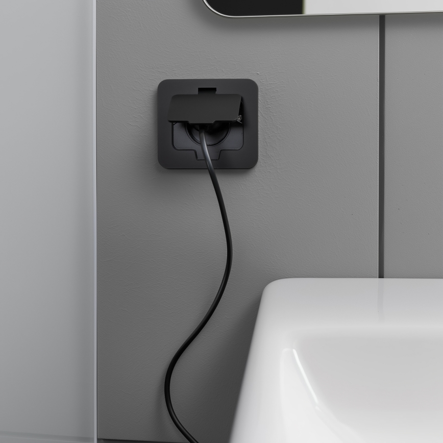 Presa a pavimento da incasso per esterno IP55 nero rettangolare