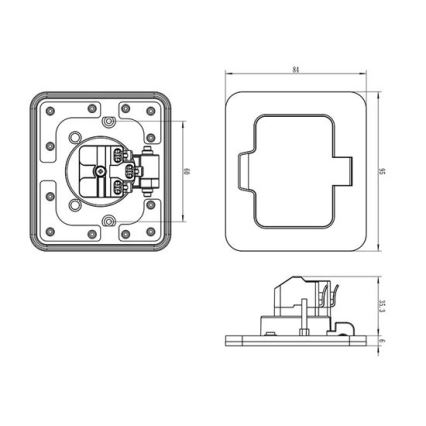 Presa a pavimento da incasso per esterno IP55 nero rettangolare