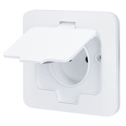Presa a pavimento incassata per esterni IP55, bianca, rettangolare