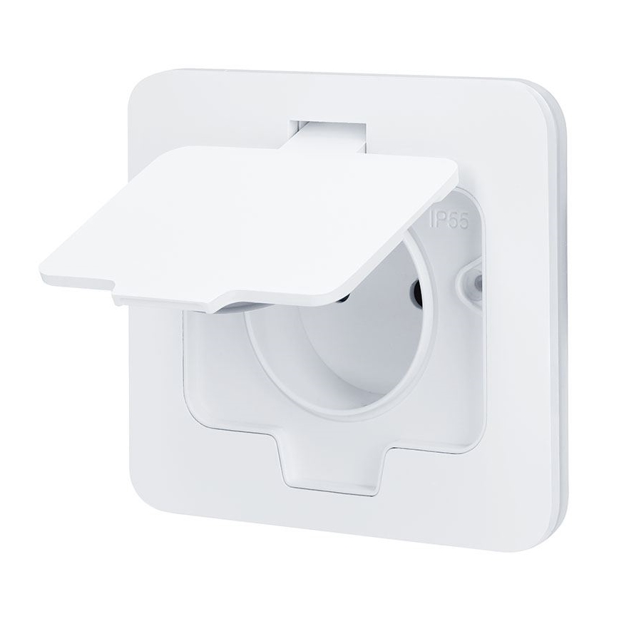 Presa a pavimento incassata per esterni IP55, bianca, rettangolare
