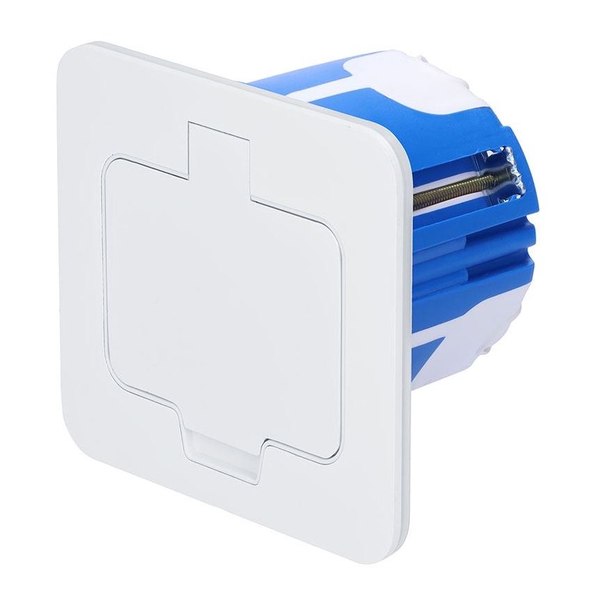 Presa a pavimento incassata per esterni IP55, bianca, rettangolare