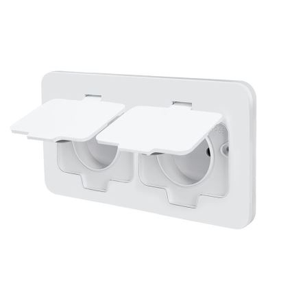 Presa da pavimento da incasso doppia IP55 per esterni, bianca, rettangolare