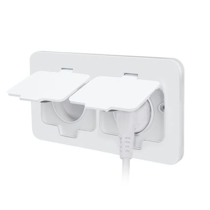 Presa da pavimento da incasso doppia IP55 per esterni, bianca, rettangolare