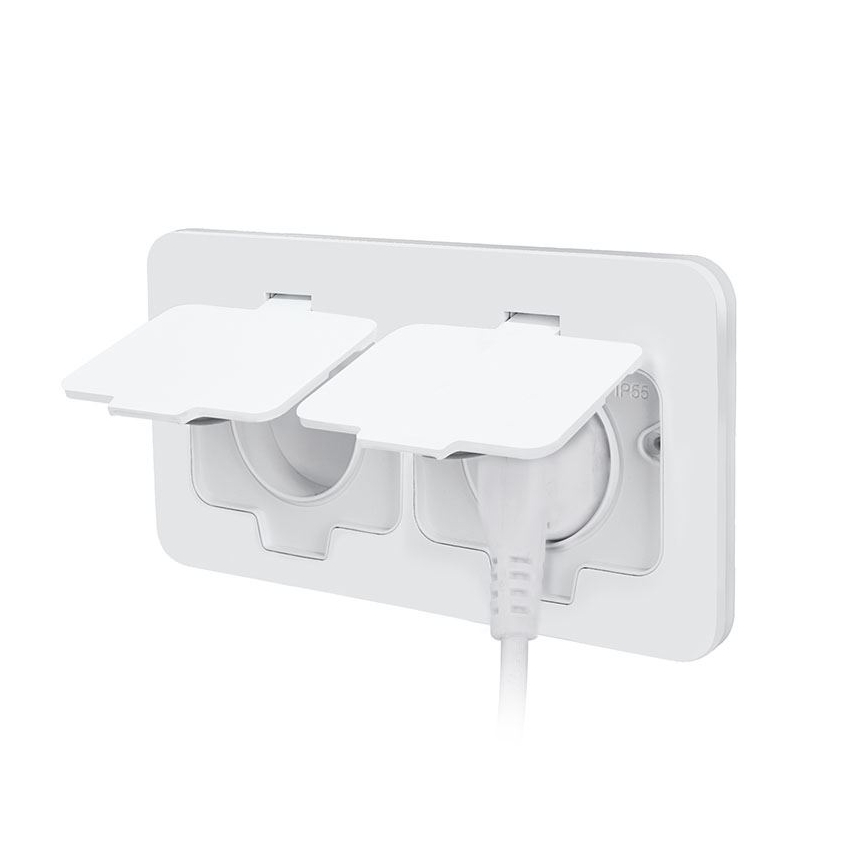 Presa da pavimento da incasso doppia IP55 per esterni, bianca, rettangolare