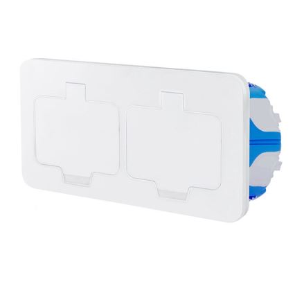 Presa da pavimento da incasso doppia IP55 per esterni, bianca, rettangolare