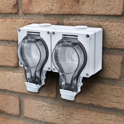 Presa doppia IP66 per ambienti umidi 230V/16A – impermeabile e resistente alla polvere