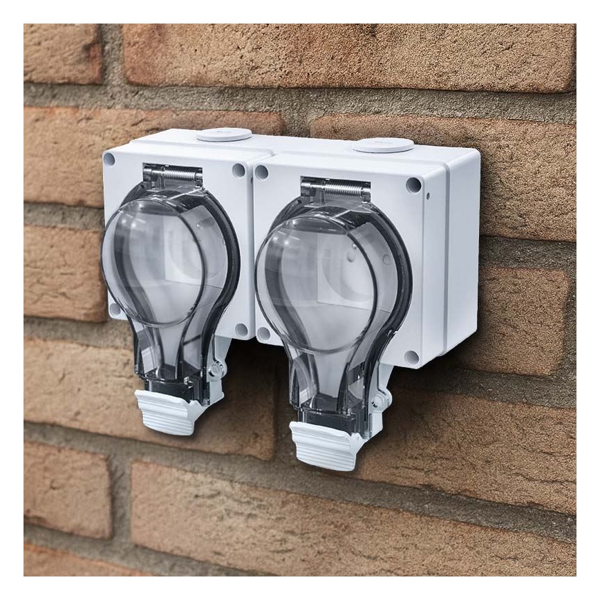 Presa doppia IP66 per ambienti umidi 230V/16A – impermeabile e resistente alla polvere