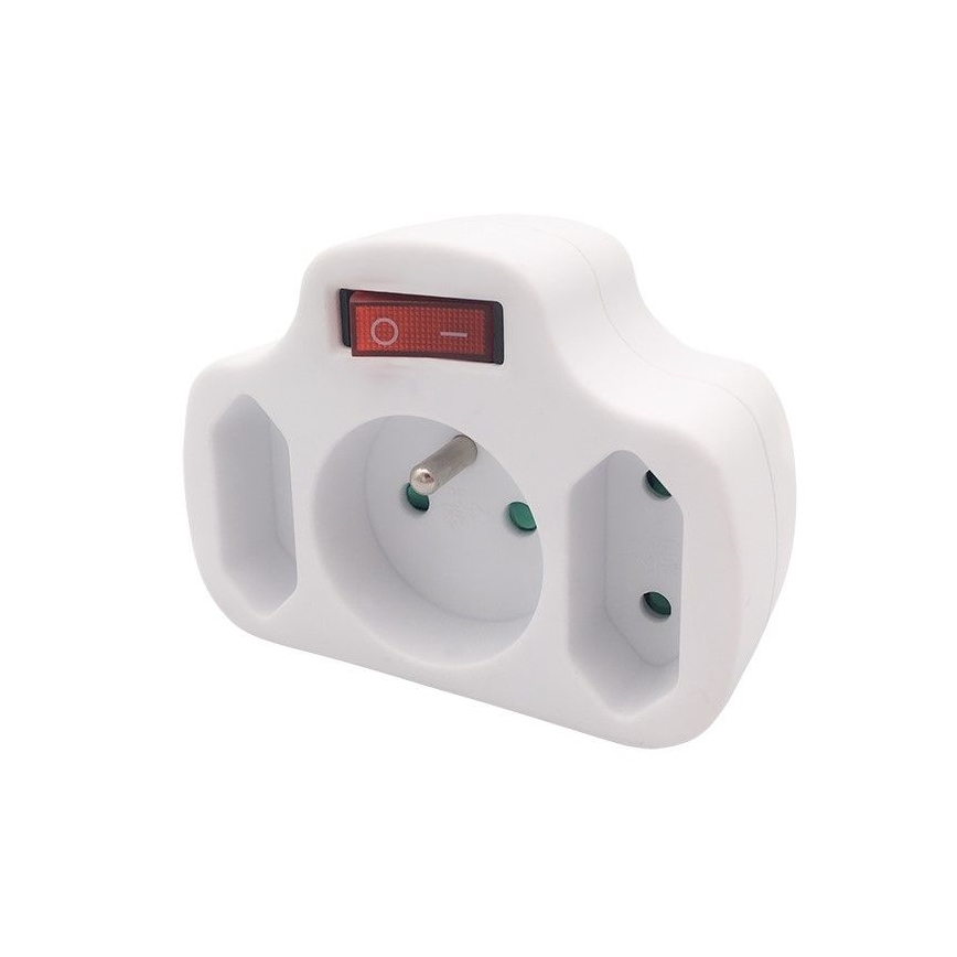 Multiprese 1P 10A + 2P 2,5A con interruttore