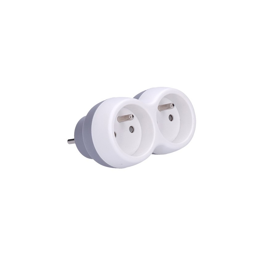 Multipresa 2x 10A, bianco-grigio