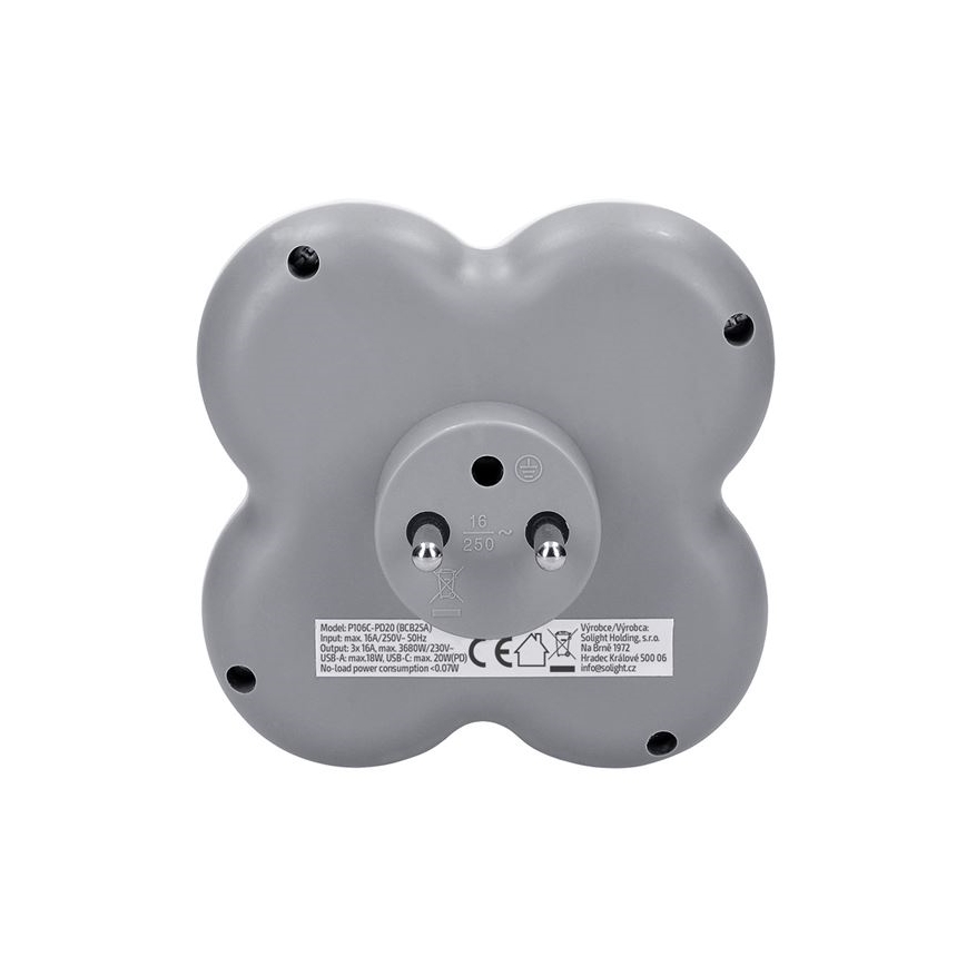 Multipresa 3 prese 16A con caricatore rapido USB-A e USB-C 20W