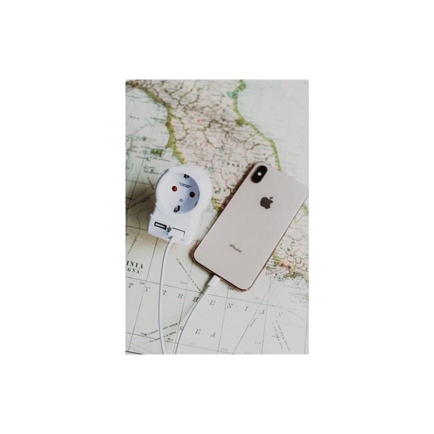 Adattatore da viaggio per il Regno Unito 230V + 2x porte USB