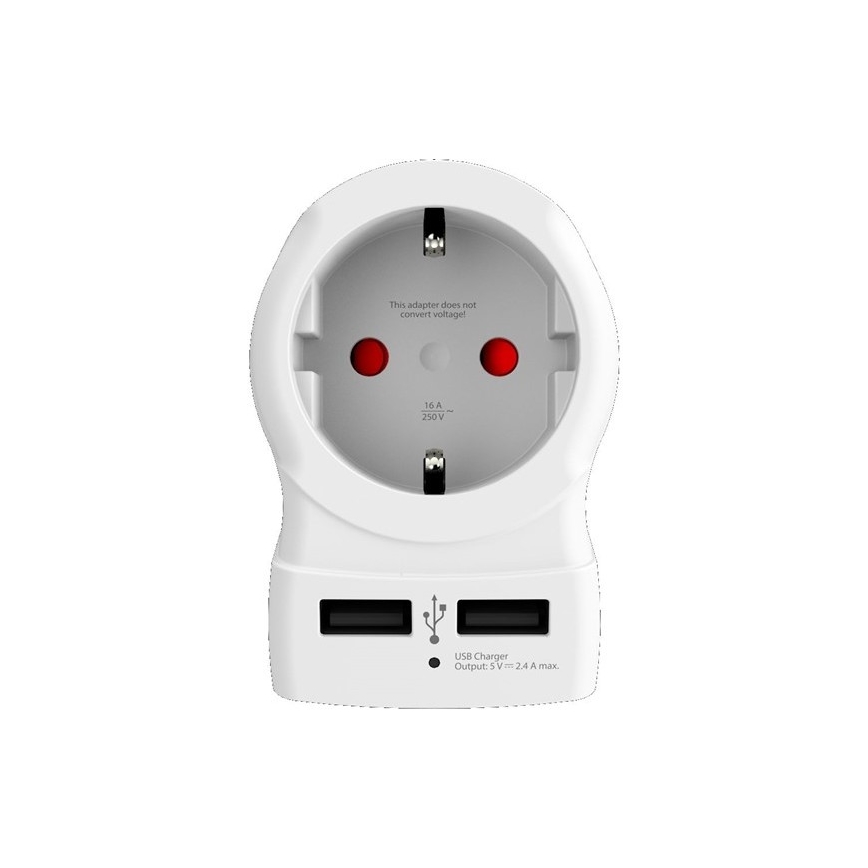 Adattatore da viaggio per il Regno Unito 230V + 2x porte USB