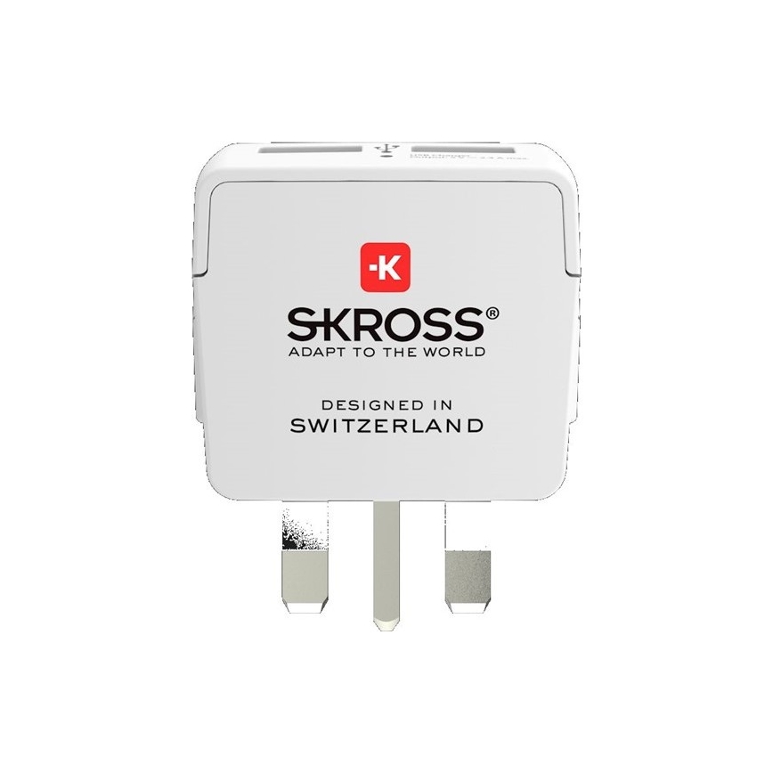 Adattatore da viaggio per il Regno Unito 230V + 2x porte USB