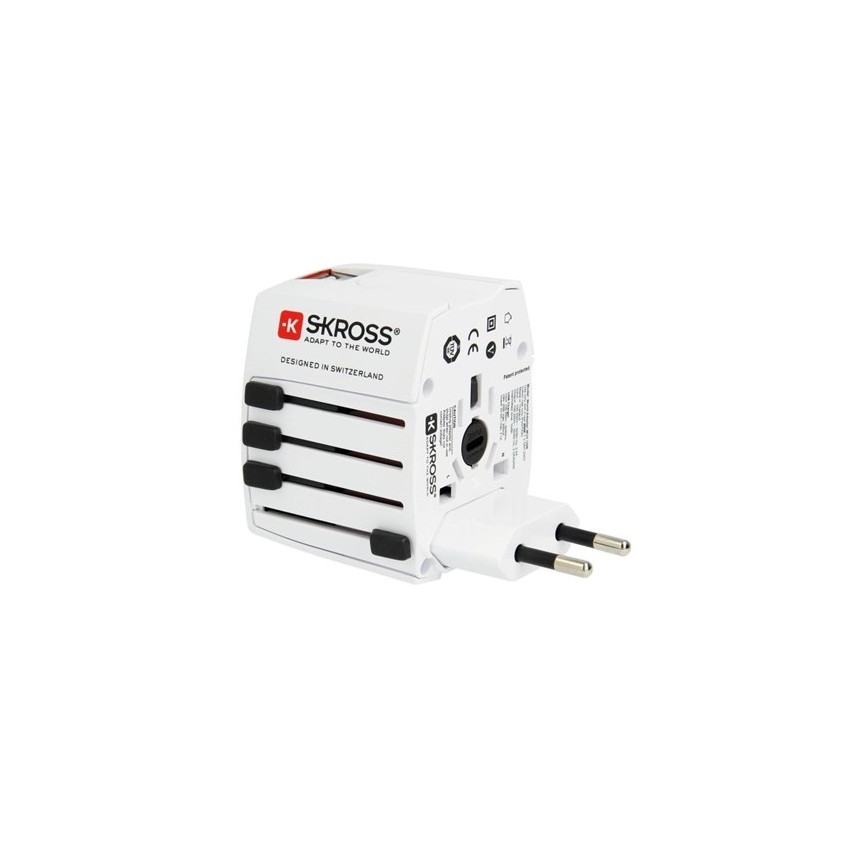 Adattatore da viaggio internazionale 230V + 2x porte USB