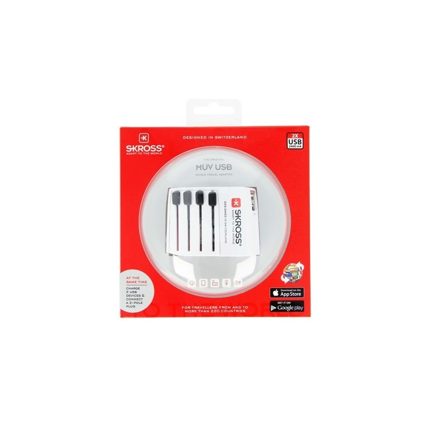 Adattatore da viaggio internazionale 230V + 2x porte USB