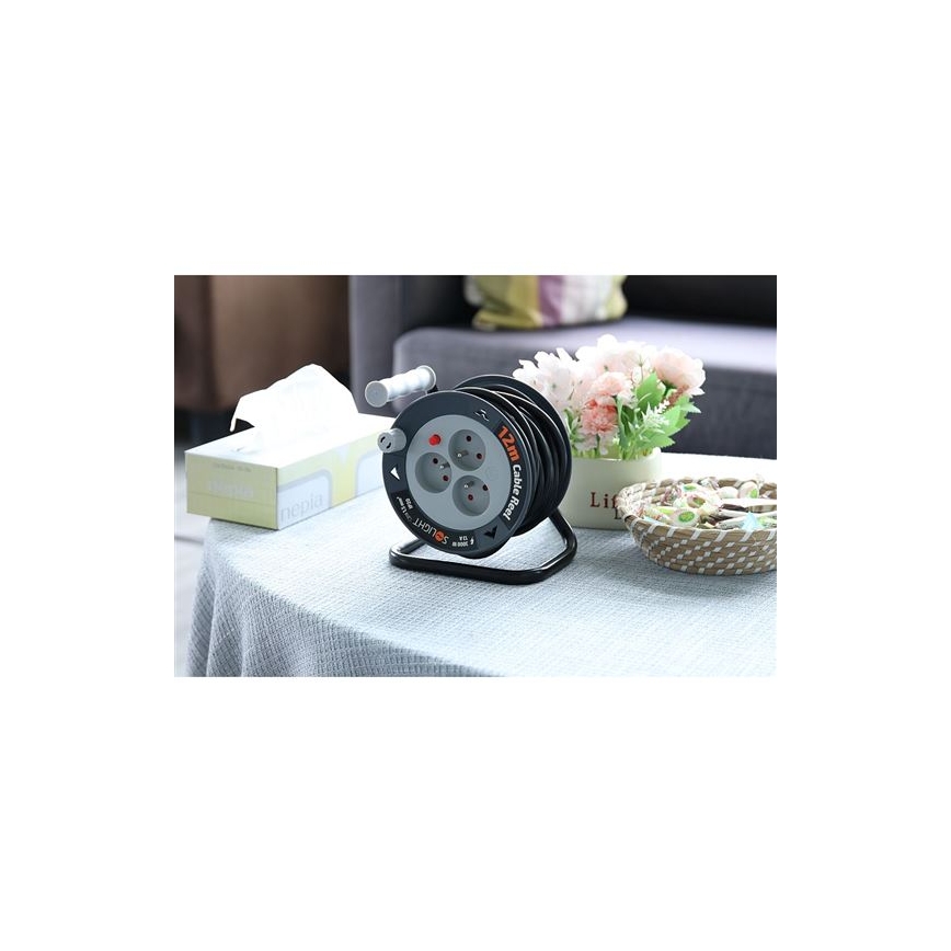 Avvolgicavo con 3 prese, 12 m