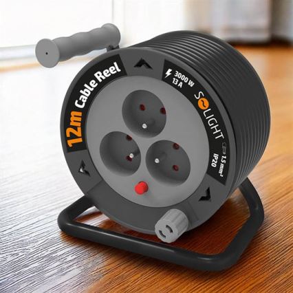 Avvolgicavo con 3 prese, 12 m