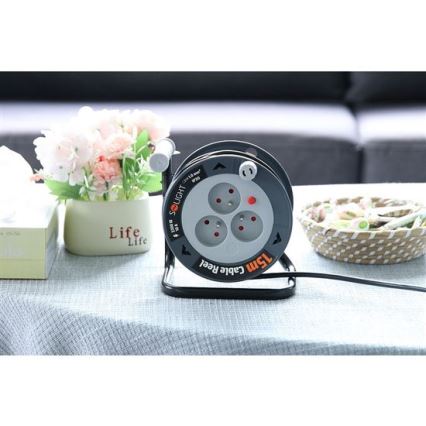 Avvolgicavo con cavo di prolunga, 3 prese, 12 m