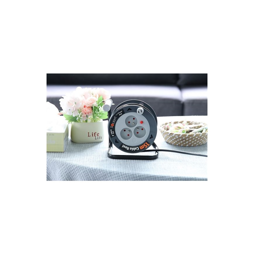 Avvolgicavo con cavo di prolunga, 3 prese, 12 m