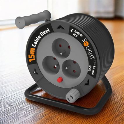 Avvolgicavo con cavo di prolunga, 3 prese, 12 m