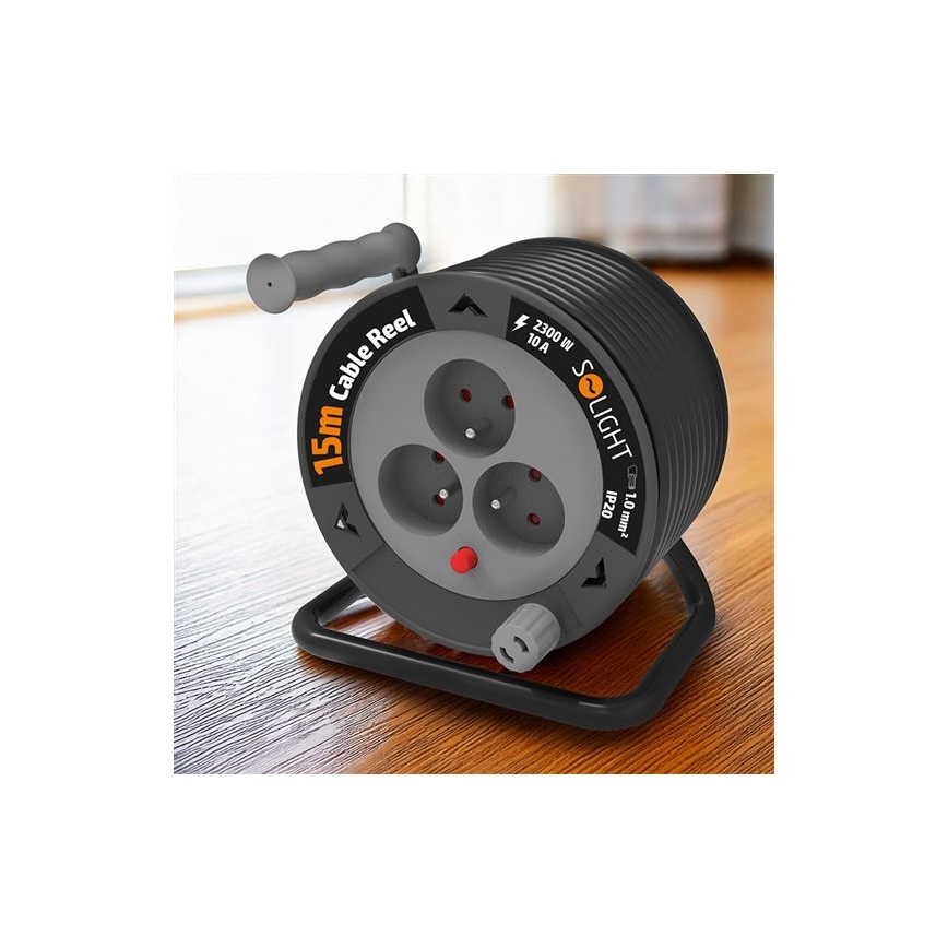 Avvolgicavo con cavo di prolunga, 3 prese, 12 m