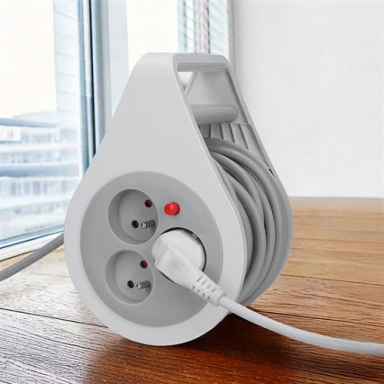 Cavo di prolunga su bobina con 3 prese, 10 m