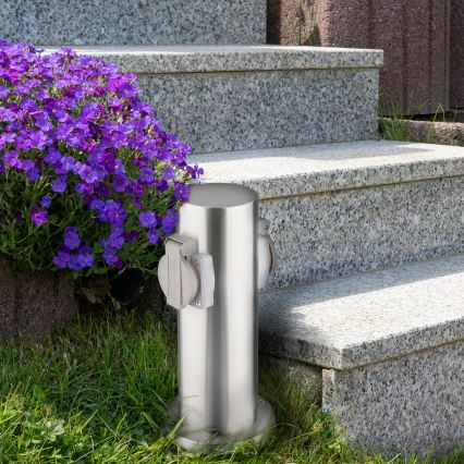 Colonna presa esterna 2P 230V IP44 cromo opaco rotonda