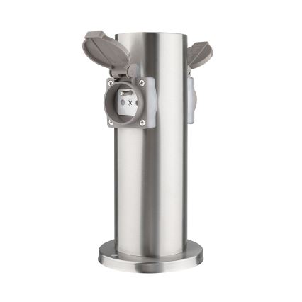 Multipresa verticale da esterno 2Z 230V IP44 cromo opaco arrotondato