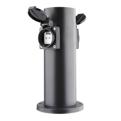 Multipresa verticale da esterno 2Z 230V IP44 nero arrotondato