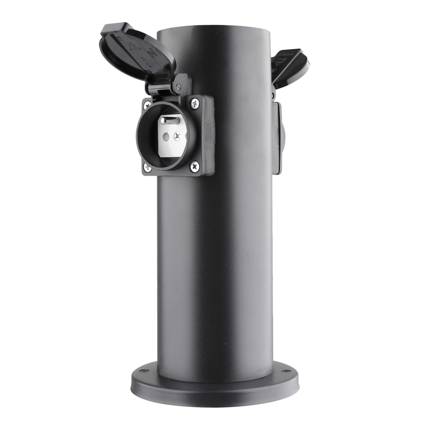 Multipresa verticale da esterno 2Z 230V IP44 nero arrotondato