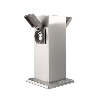 Colonna presa esterna 2 prese 230V IP44 cromo opaco quadrata