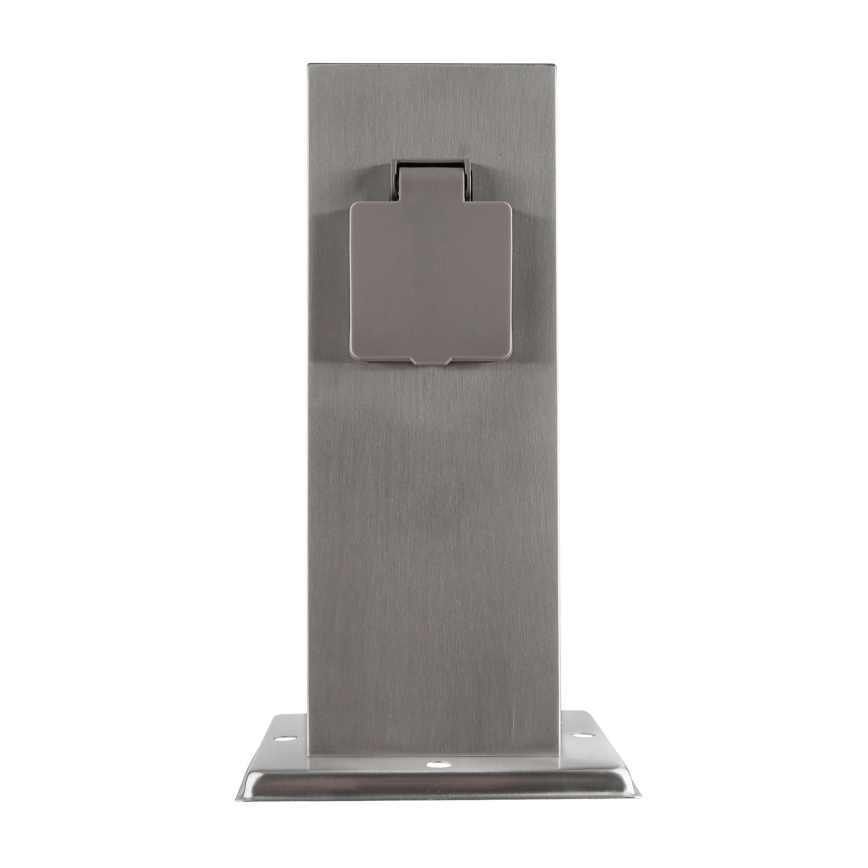 Colonna presa esterna 2 prese 230V IP44 cromo opaco quadrata