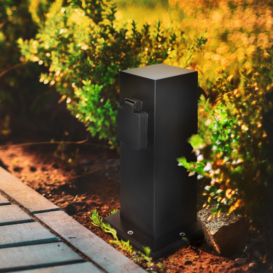 Colonna presa esterna 2P 230V IP44 nera quadrata