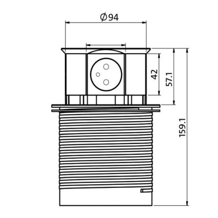 Multipresa verticale a scomparsa per tavolo 2x230V + 2xUSB