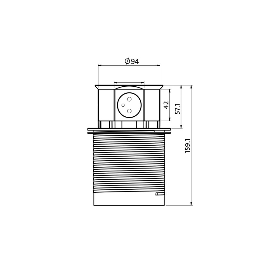 Multipresa verticale a scomparsa per tavolo 2x230V + 2xUSB