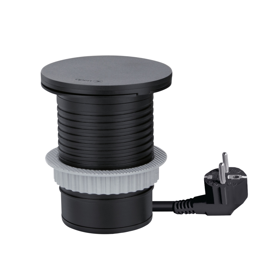 Presa da incasso con ricarica wireless da 10 W, 1 presa + USB A+C, nera