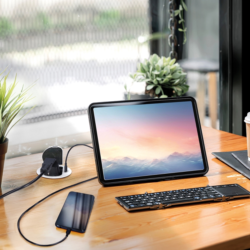 Colonna di prese per tavolo 1x230V + USB-C Power Delivery argento/nero
