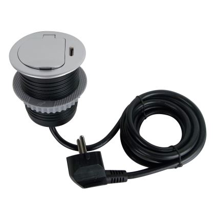 Colonna di prese per tavolo 1x230V + USB-C Power Delivery argento/nero