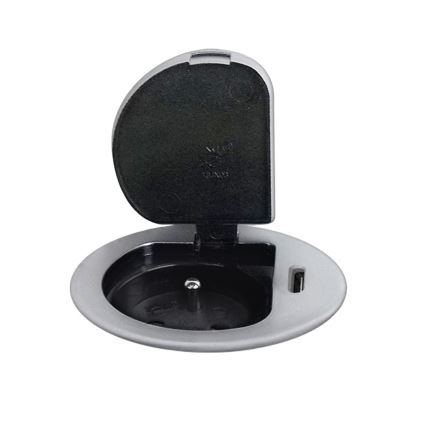 Colonna di prese per tavolo 1x230V + USB-C Power Delivery argento/nero