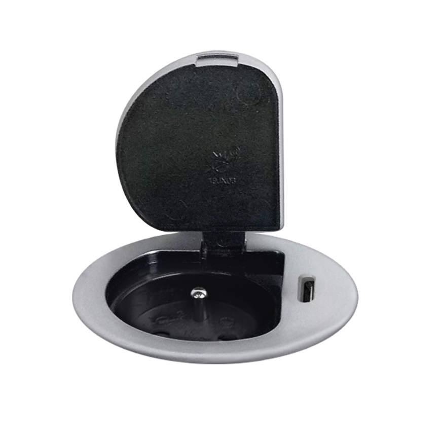 Colonna di prese per tavolo 1x230V + USB-C Power Delivery argento/nero