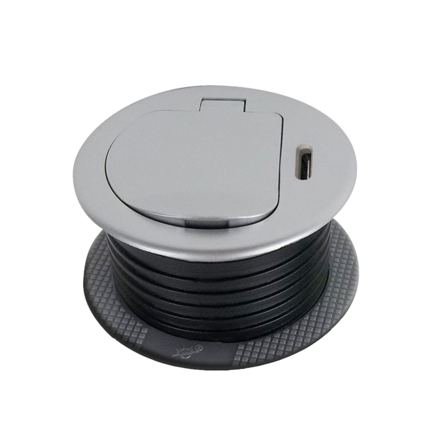 Colonna di prese per tavolo 1x230V + USB-C Power Delivery argento/nero